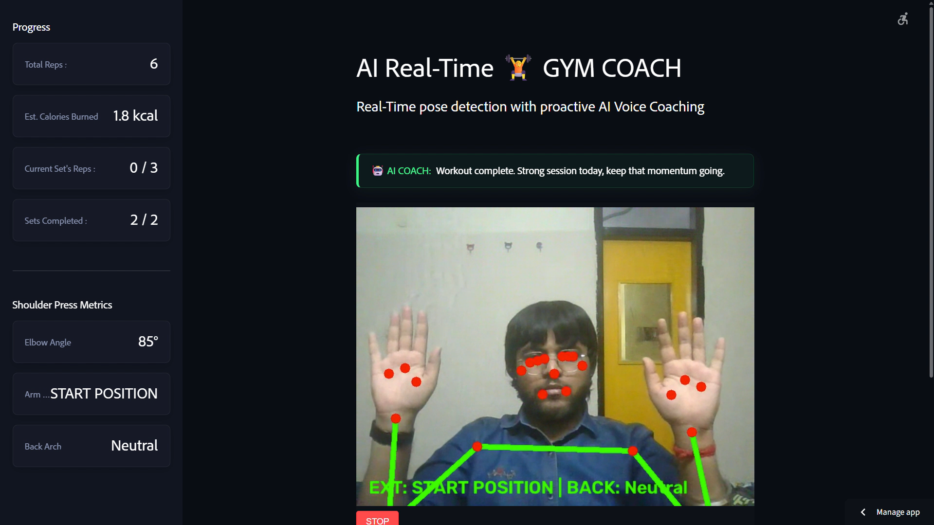 Workout completion summary